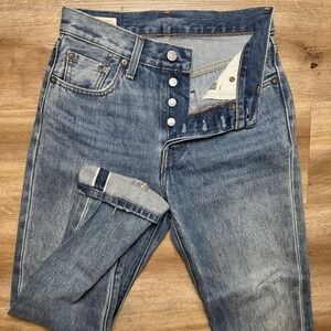 Levis 501 Selvedge‎ Jeans Men 26x26 Blue Original Fit Distress Modern LVC Big E